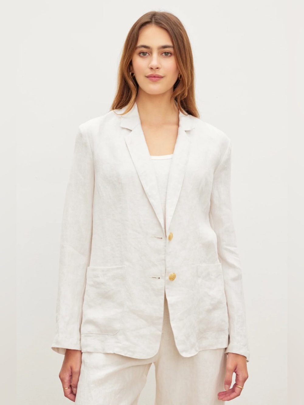Velvet by Graham & Spencer White Linen Blazer